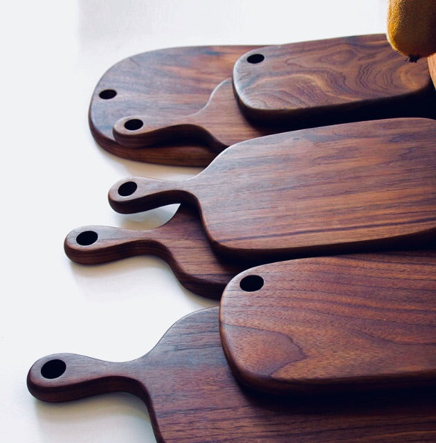Black walnut kitchen boards with hanging holes
