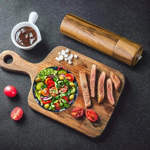 Wooden salt grinder and wooden boards