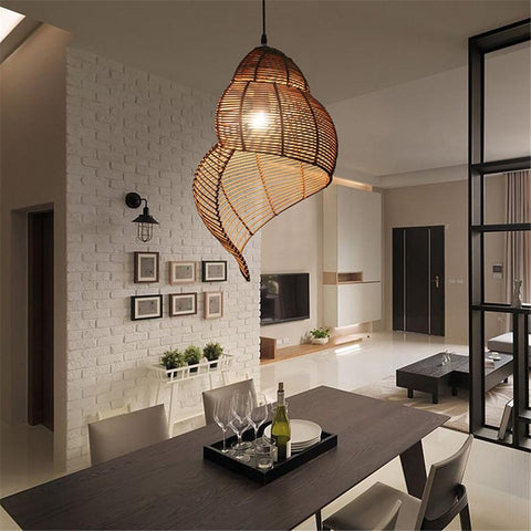 Spiral Shell Wicker Ceiling Light