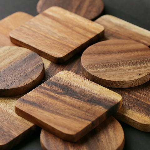 acacia wood slice coasters