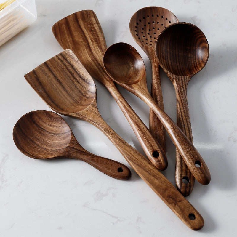 acacia wood cooking utensil set