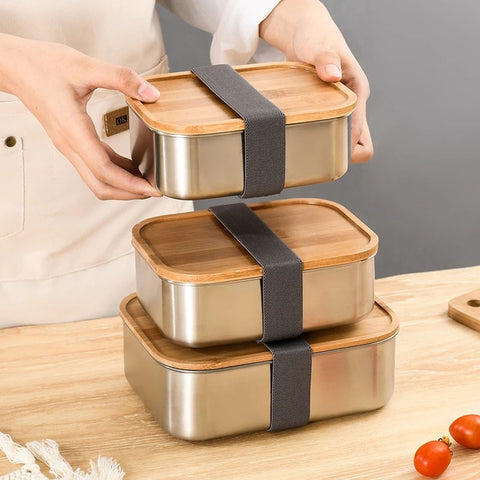 Stainless Steel & Bamboo Lunch Boxes