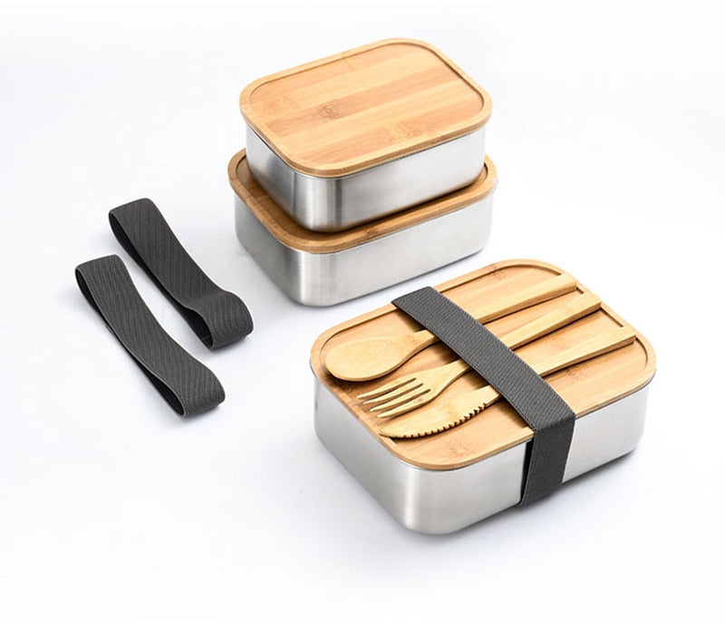 Stainless Steel & Bamboo Lunch Boxes