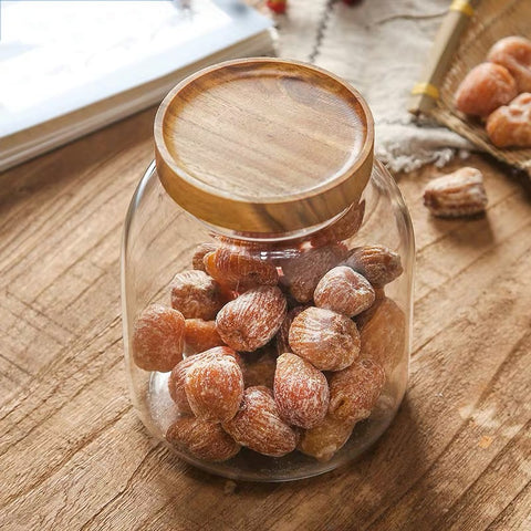 acacia wood lid glass jars