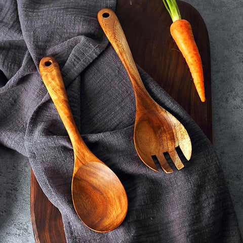 Large Acacia Salad Serving Set