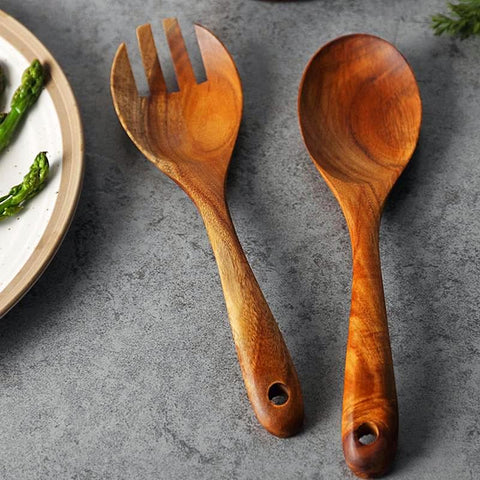 Large Acacia Salad Serving Set