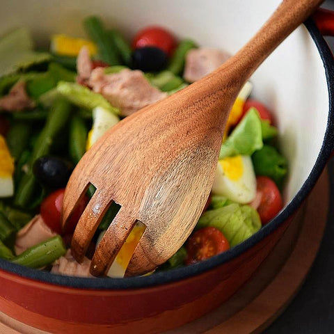 Large Acacia Salad Serving Set