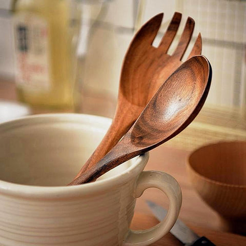 Large Acacia Salad Serving Set