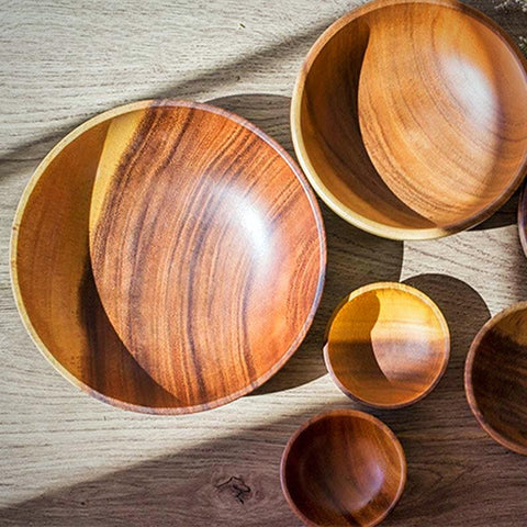 Solid Acacia Salad Bowls