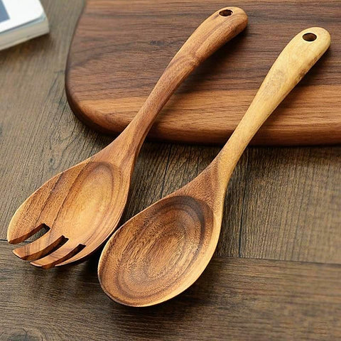 Large Acacia Salad Serving Set