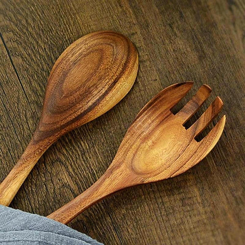 Large Acacia Salad Serving Set