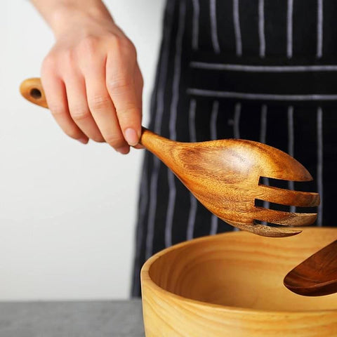 Large Acacia Salad Serving Set