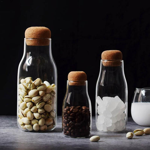 glass and cork kitchen storage jars